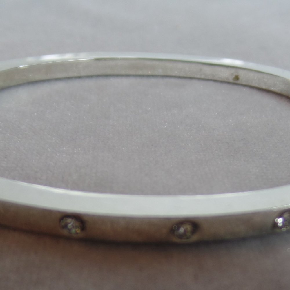 Silvertone Bracelet CZ Clip Clasp Hinged - Picture 5 of 10